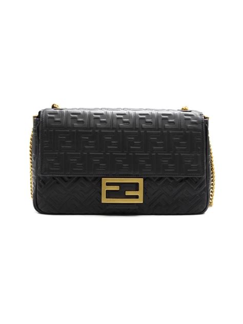 borsa a tracolla in pelle nera verniciata fendi 25.000|FENDI Borsa a Spalla Baguette In Pelle .